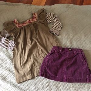 Tea Bundle - corduroy skirt and long sleeve top